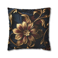 Luxurious Baroque Floral Pillow Cover: Burgundy & Gold on Navy Background, Ornate Design