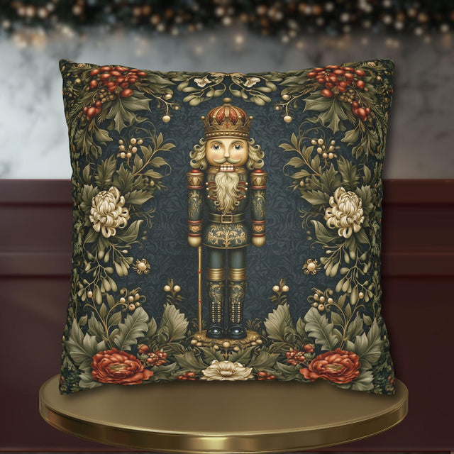 William Morris Nutcracker Pillow Cover: Arts and Crafts Vintage Style Holiday Nostalgic Decor