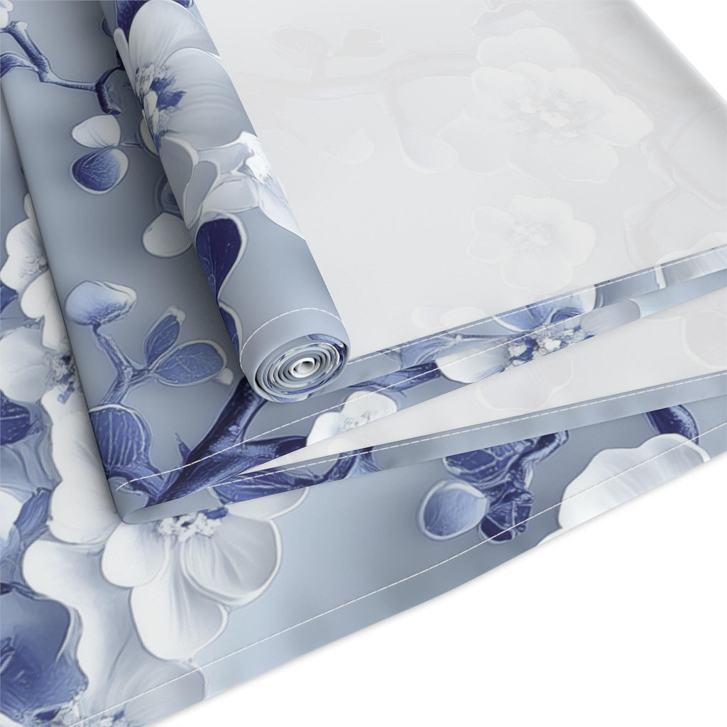 Chinoiserie Table Runner | Blue & White Cherry Blossoms | Elegant Floral Design