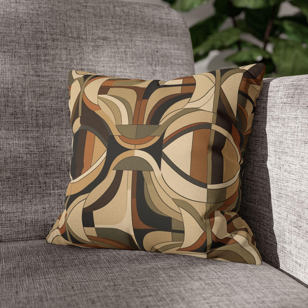 Modern Geometric Throw Pillow Cover, Contemporary Elegance, Sandy Beiges to Deep Rich Browns
