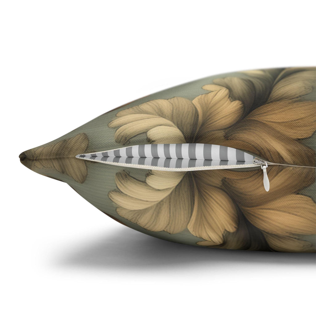 William Morris Inspired Autumn Garden Pillow Cover: Seafoam, Taupe, Merlot Floral Elegance