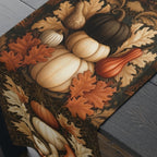 William Morris Pumpkin Patch Table Runner: Cream, Orange, Brown Fall Dining Decor