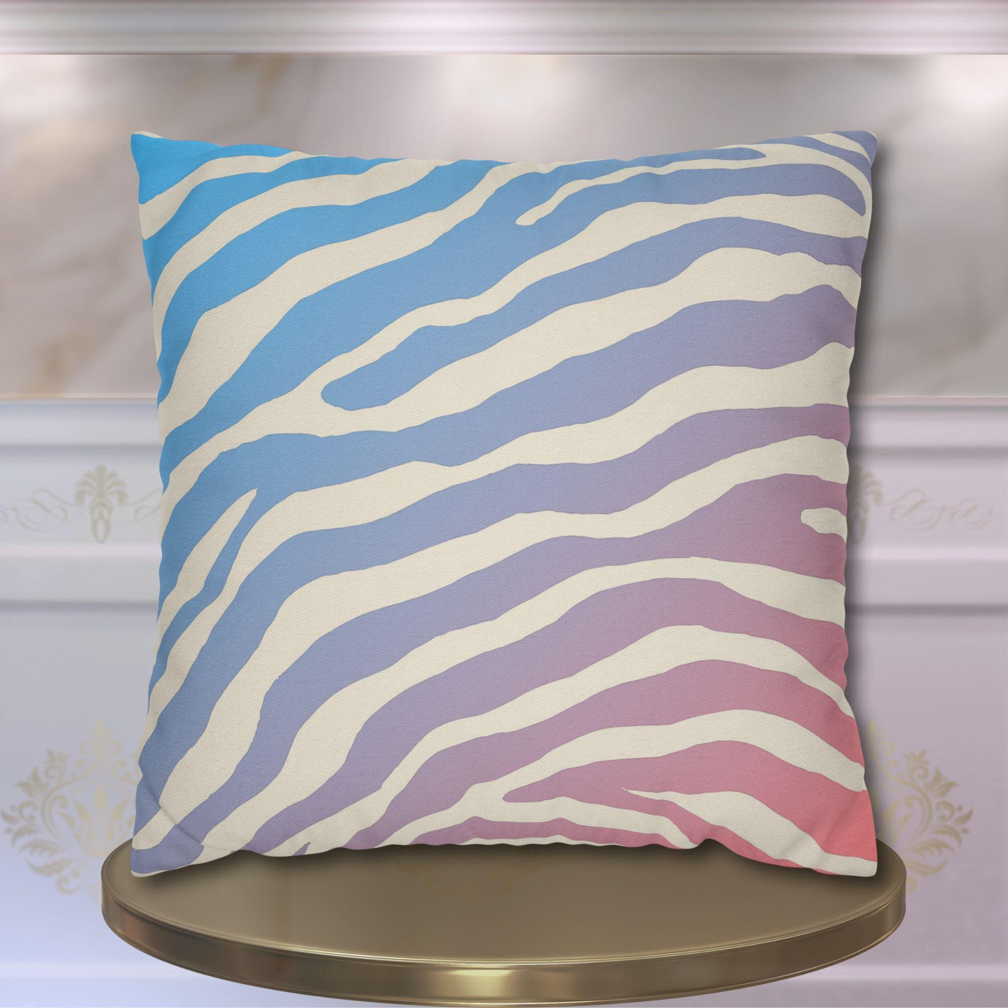 Zebra Stripe Pillow Cover: Cotton Candy Ombre, Pastel Decor