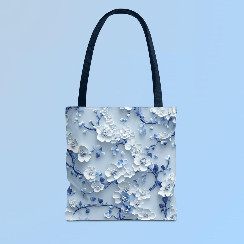 Chinoiserie Tote Bag | Blue & White Cherry Blossoms | Elegant Floral Design | Every Day Accessory