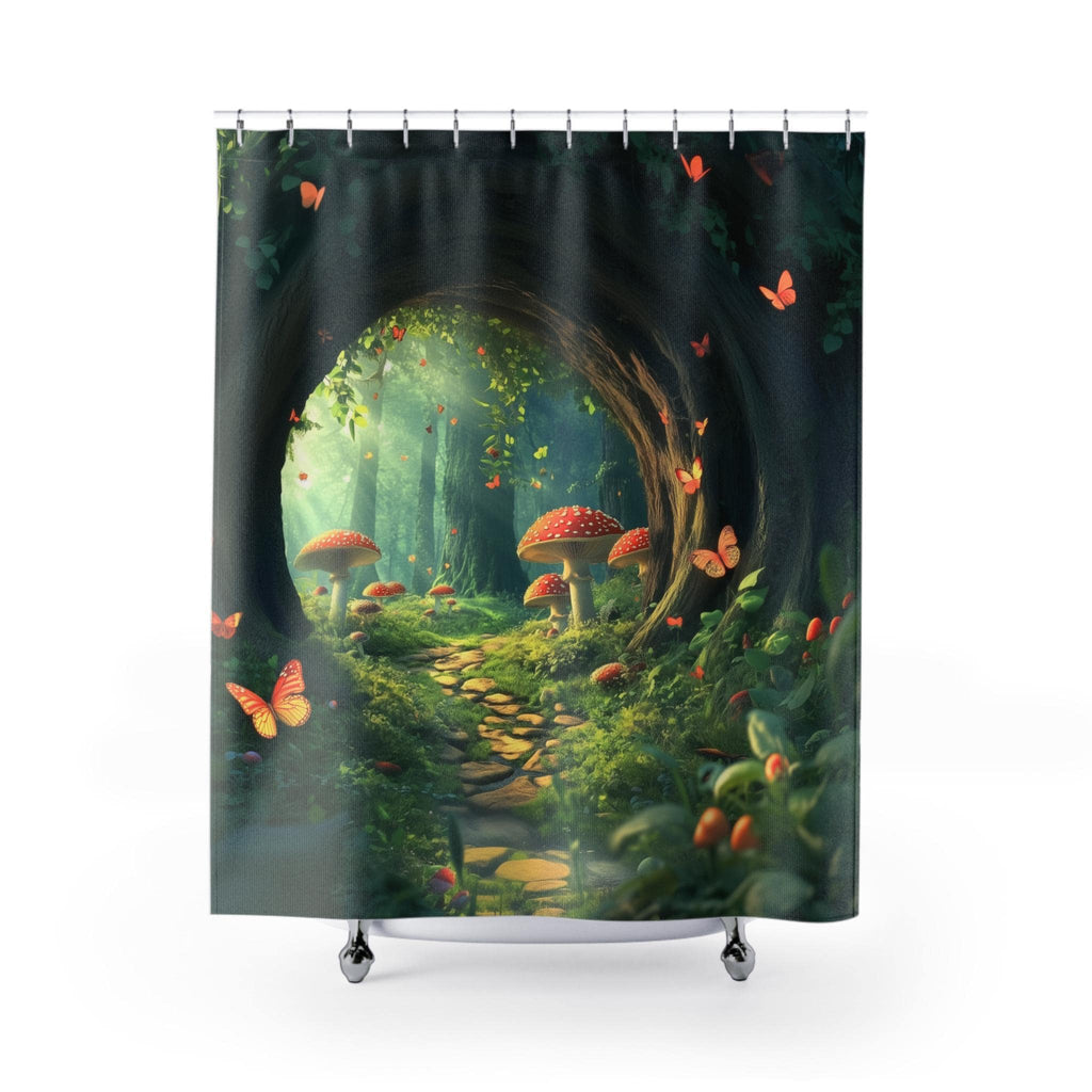 Enchanting Forest Shower Curtain & Bath Mat: Whimsical Nature Decor for Boho Bathrooms - Sold Separately