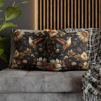 Elegant William Morris Inspired Hummingbird Floral Pillow Cover - Navy Background Art Lover Gift
