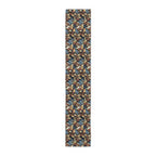 Christmas Holly Table Runner, Teal Red Berry Gold Leaf Design