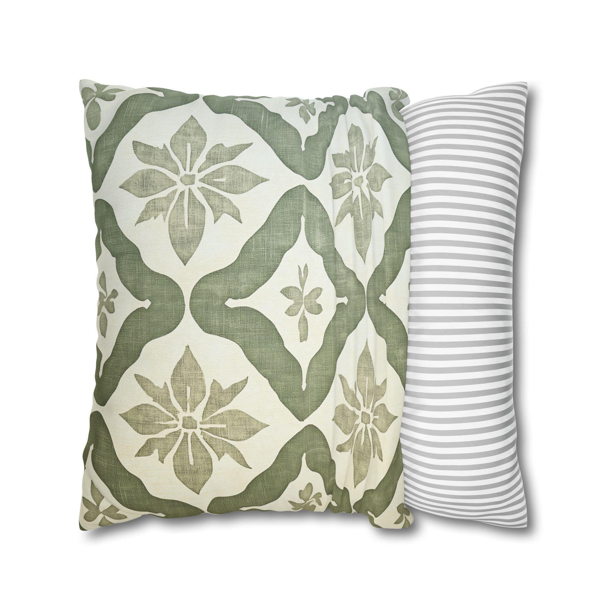 Moroccan Damask Pillow Cover: Sage Green and Ivory Classic Accent