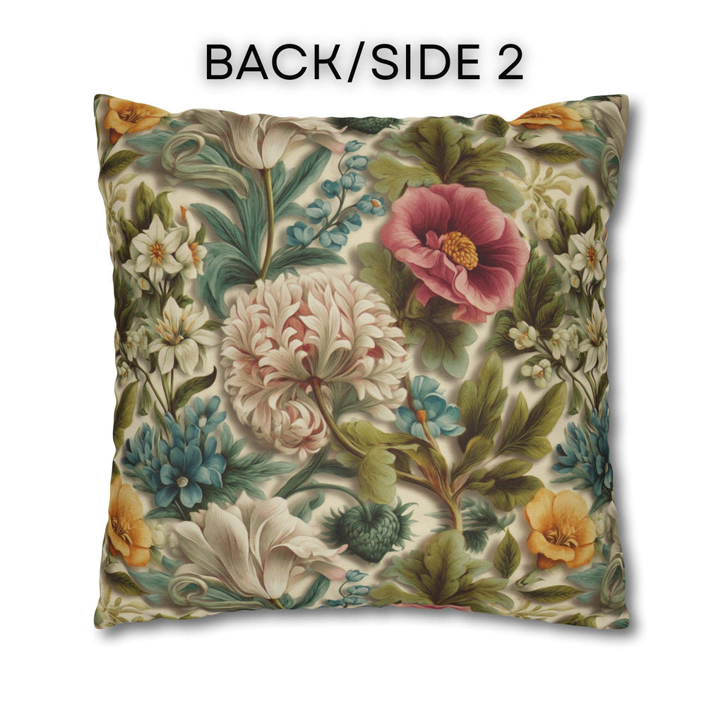 Watercolor Pastel Floral Pillow Cover:  Botanical Spring Garden Sage Pink Blue