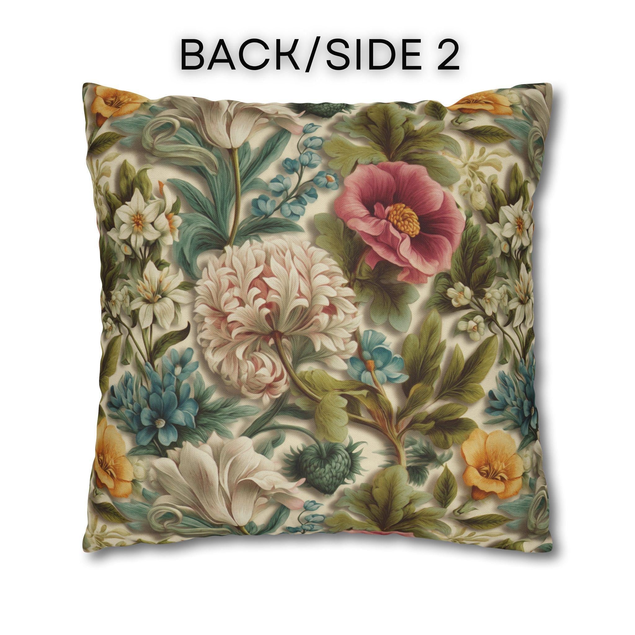Watercolor Pastel Floral Pillow Cover:  Botanical Spring Garden Sage Pink Blue