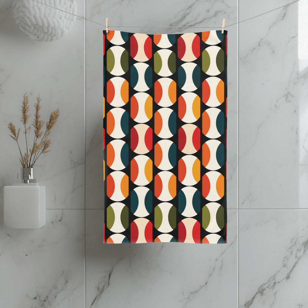 Bauhaus Hand Towel: Retro Mid Century Modern Bold Geometric Design
