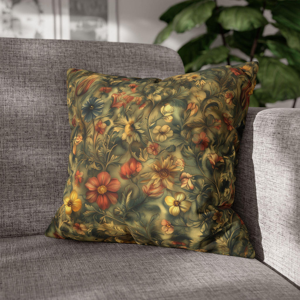 William Morris Botanical Pillow Cover: Jewel Tone Floral Tapestry Arts & Crafts Accent