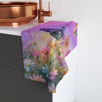 Colorful Butterfly Garden Hand Towel: Floral Design with 3 Background Options