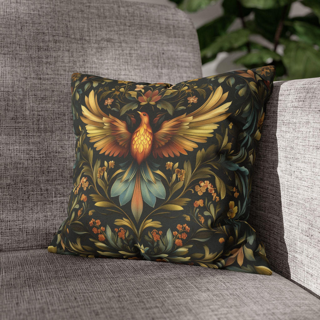 William Morris Phoenix Pillow Cover: Majestic Firebird Arts and Crafts Decorative Accent
