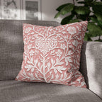 William Morris Inspired Heart & Blooms Pillow Cover: Faux Lace Botanical Design
