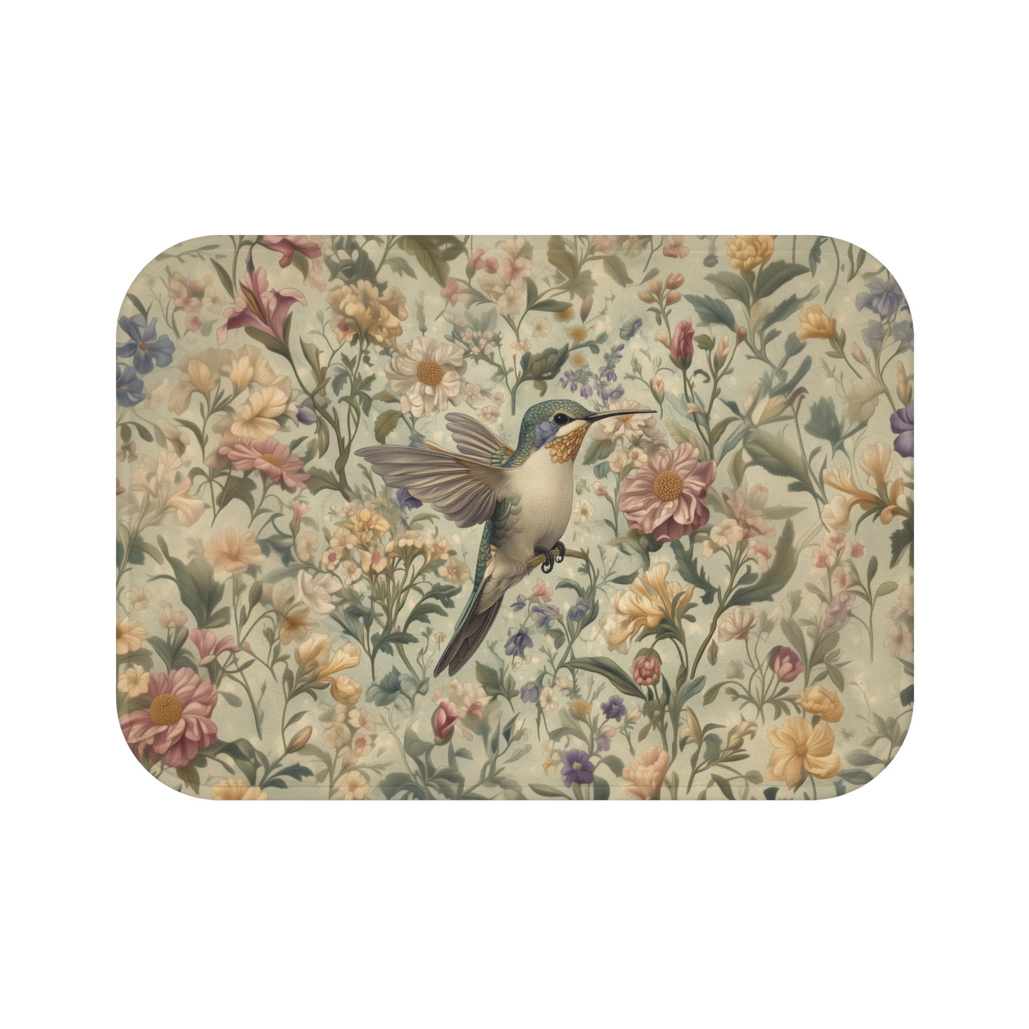 William Morris Hummingbird Bath Mat: Floral Cottagecore Decor