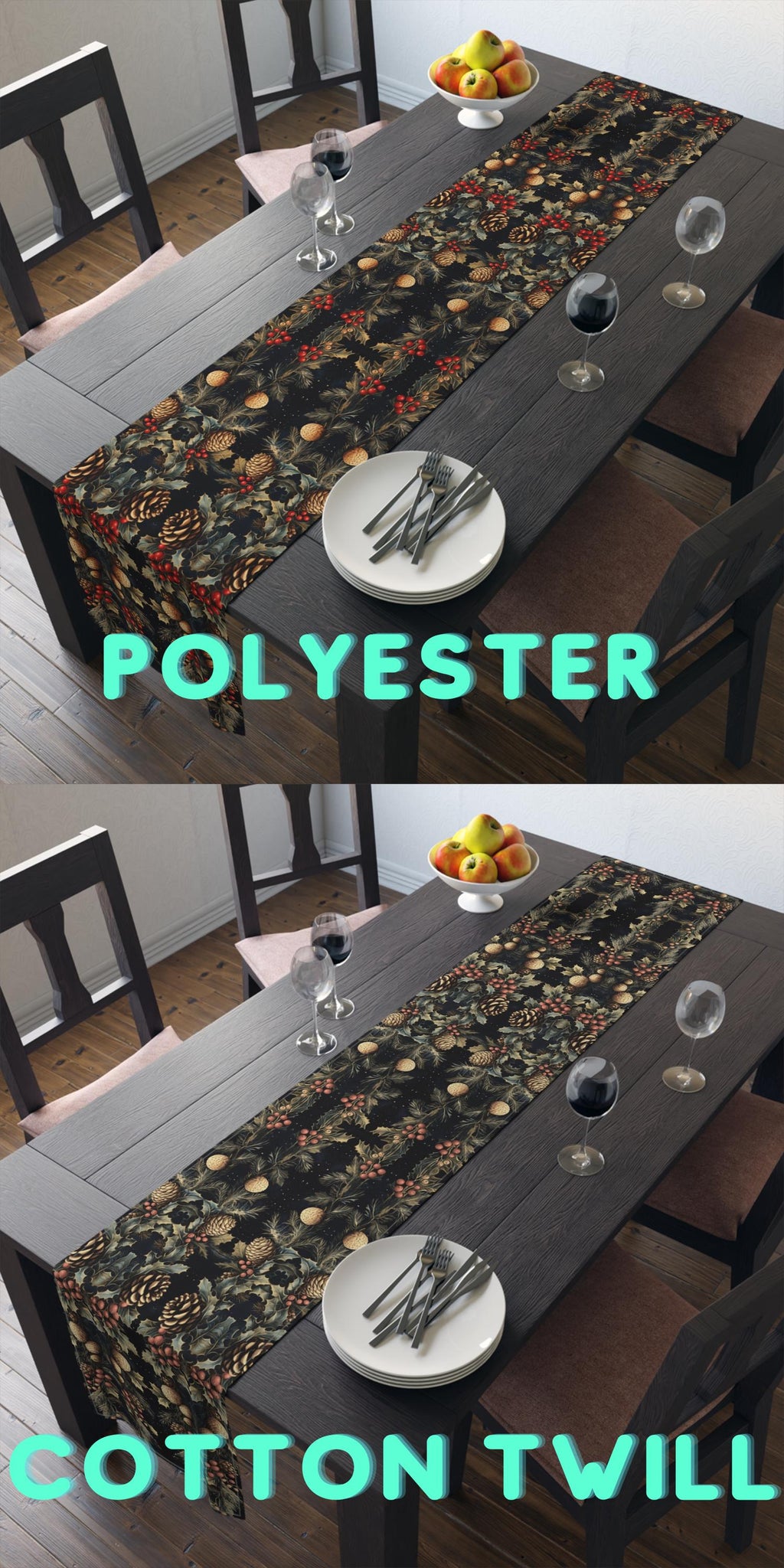 Festive Pinecone Table Runner: Rustic Woodland Christmas Decor for Holiday Dining