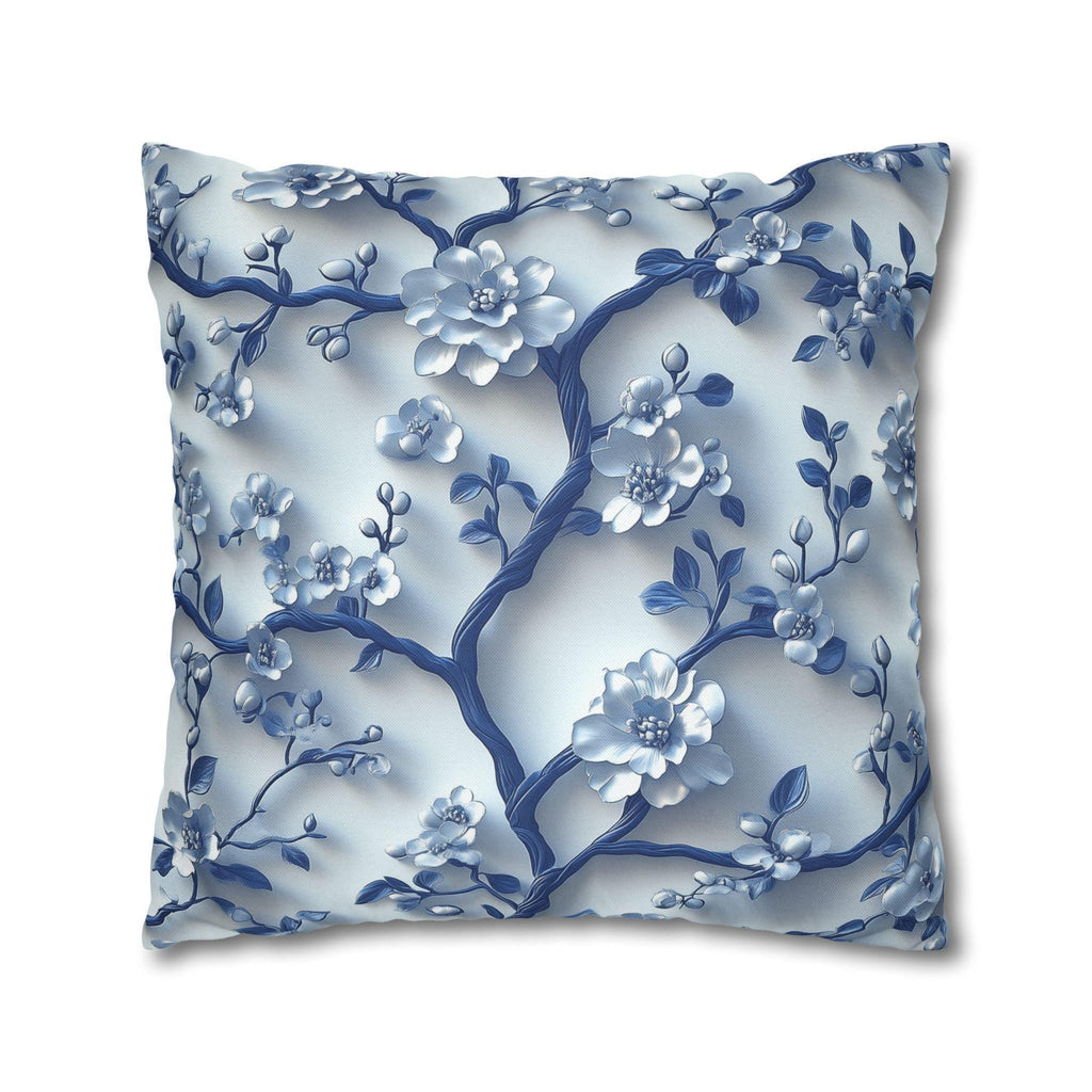 Chinoiserie Pillow Cover | Blue & White Cherry Blossoms | Elegant Home Decor Gift for Home