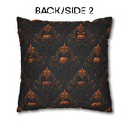 Gothic Halloween Pillow Cover: Jack-o-Lantern Damask in Black and Burnt Orange