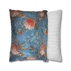 Chinoiserie Pillow Cover: Vintage Inspired Floral Peonies on Blue