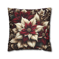 Sophisticated Burgundy & Gold Poinsettia Christmas Pillow Cover | Elegant Holiday Decor