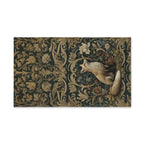 William Morris Fox Hand Towel: Dark Woodland Botanical Arts & Crafts Decor