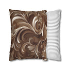 Elegant Floral Baroque Pillow Cover: Mocha Swirl Decorative Accent Cushion Sham for Sofa Pillow
