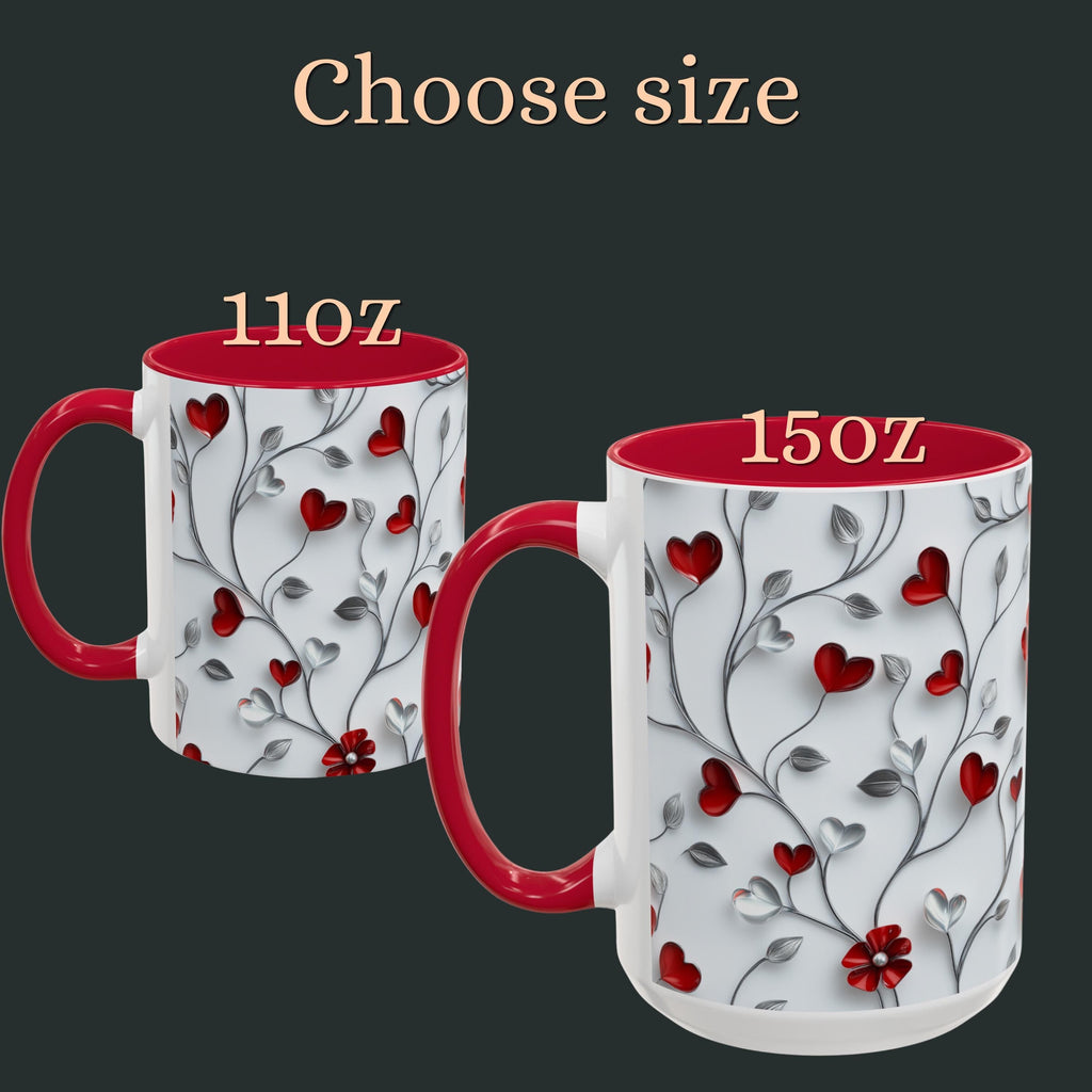 Romantic Valentine's Day Mug: Intertwining Vines Design, Colorful 11oz/15oz Gift for Loved Ones