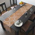 Elegant Terracotta & Ivory Damask Table Runner: French Country Farmhouse Dining Decor