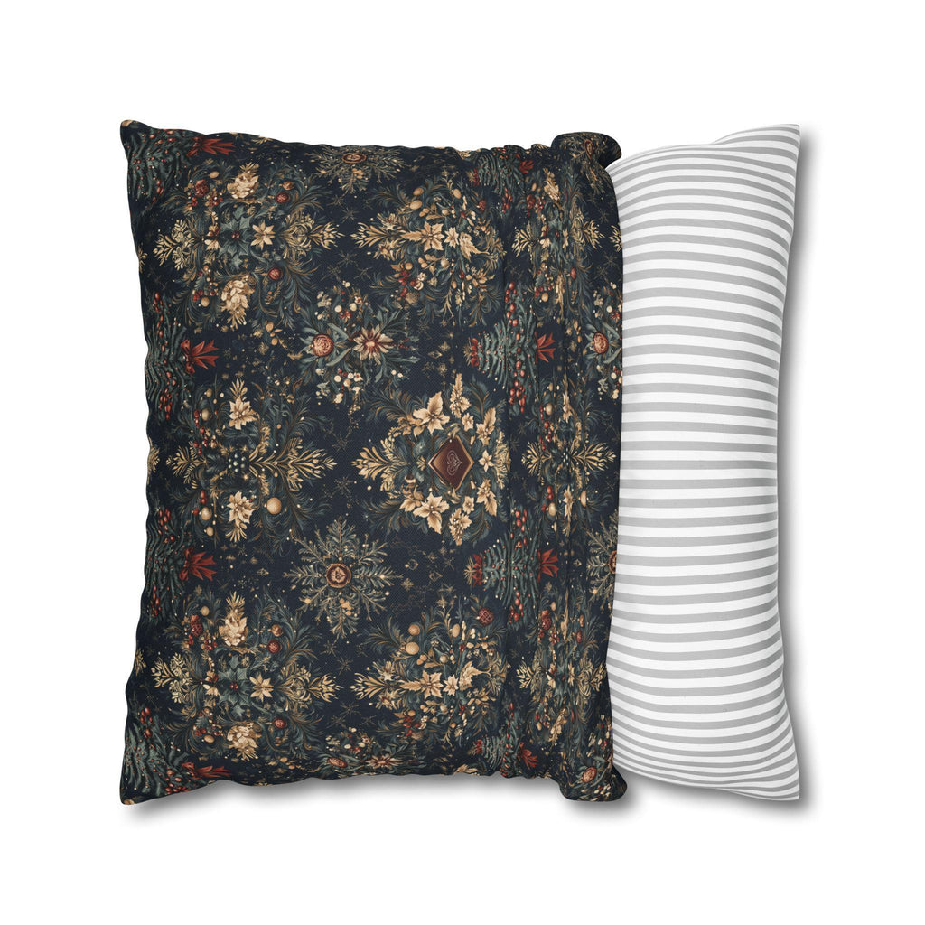 William Morris Inspired Christmas Pillow Cover: Elegant Navy Red Gold Damask Pattern