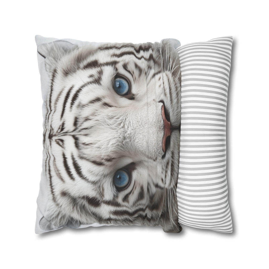 White Tiger Pillow Cover: Bold Wildlife Accent Cushion, Jungle Safari Decor