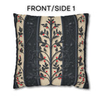 William Morris Christmas Pillow Cover: Charcoal-Navy & Ivory Stripes with Red Berries