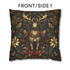 Reindeer Christmas Pillow Cover: William Morris Inspired Botanical Holiday Accent