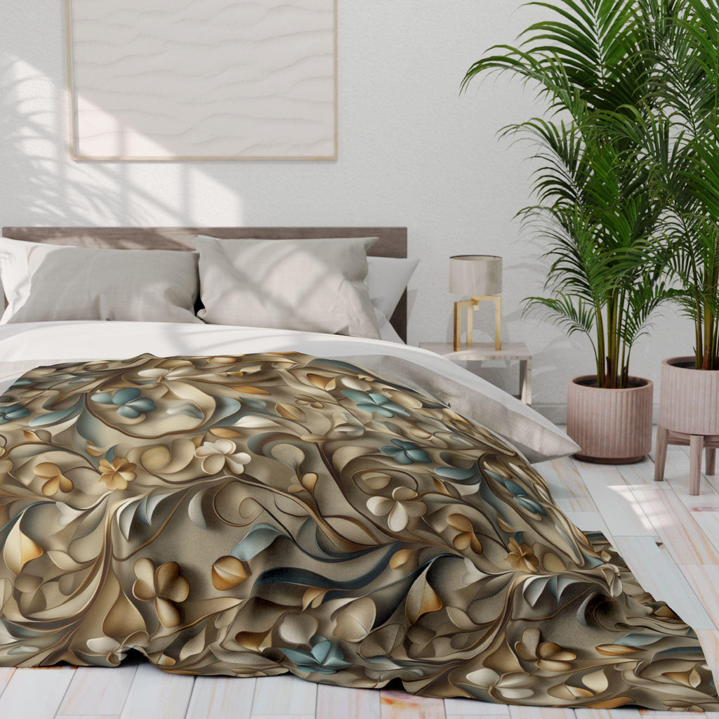 Elegant St. Patrick's Day Shamrock Throw: William Morris Inspired Irish Fleece Blanket for Home Decor