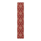 Red and Gold Damask Table Runner: Elegant Holiday Dining Decor