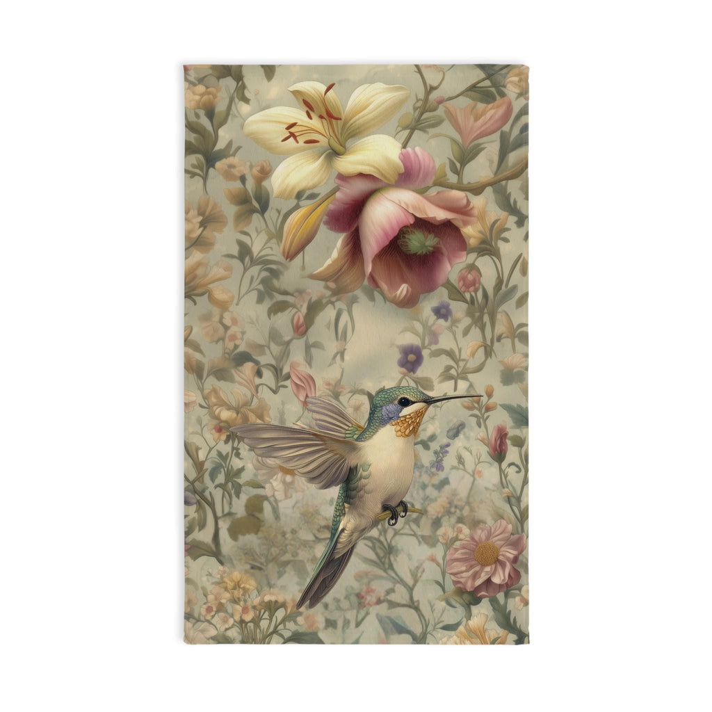 Elegant Hummingbird Hand Towel: Eco-Friendly Bathroom Decor, Nature Lover Gift, Spring Accent