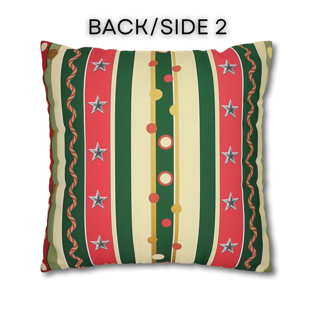 Kitschmas Retro Christmas Pillow Cover: Vintage Style Holiday Stripe & Star Pattern