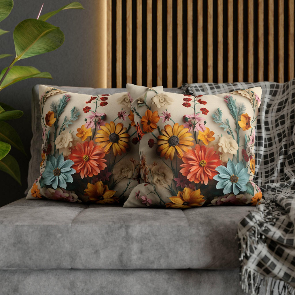 Wildflower Bouquet Pillow Cover: Colorful Floral Design
