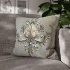 Rococo Acanthus Leaf Pillowcase, Elegant Beige Cream & Gray Classical European Art Inspired