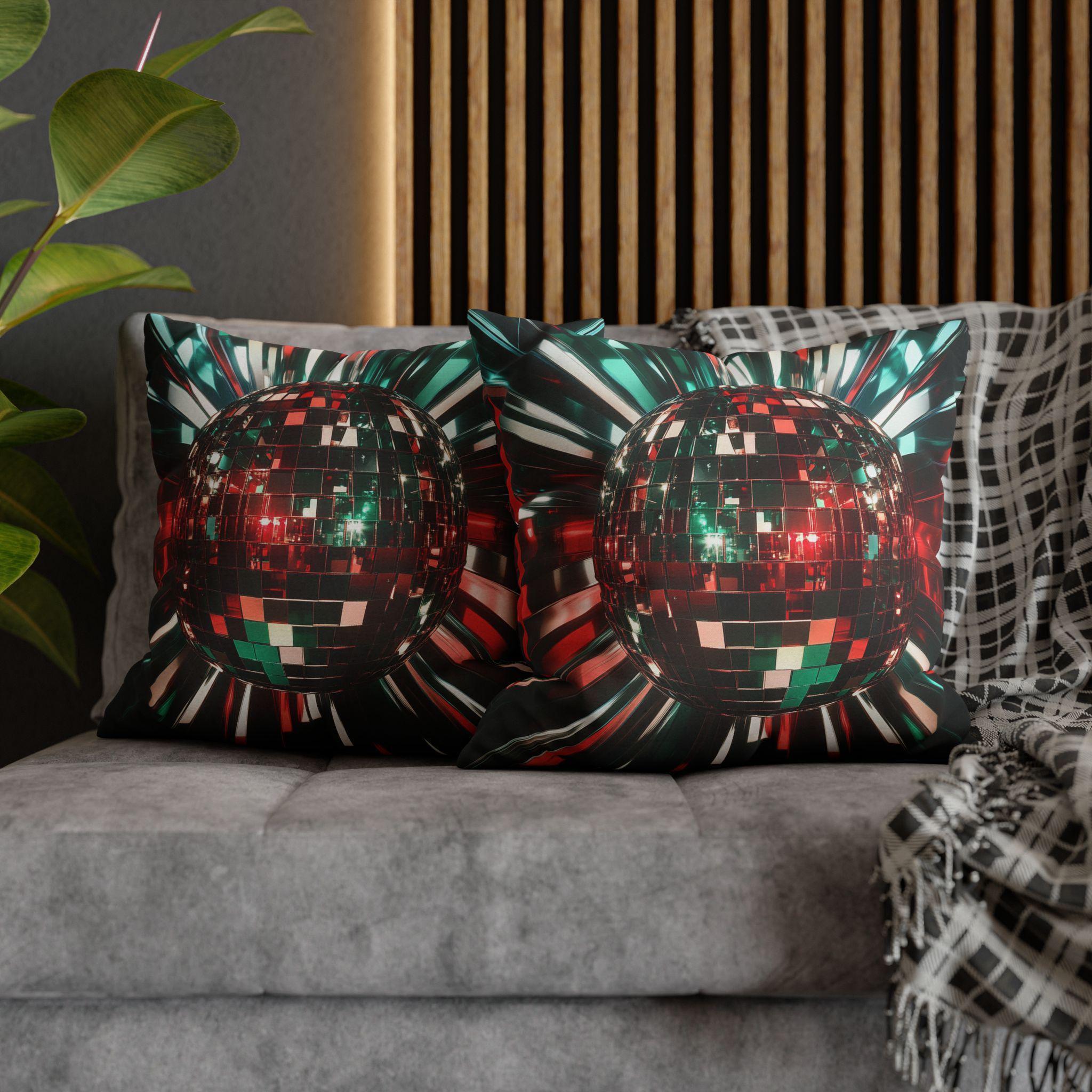 Retro Disco Ball Pillow Cover, Vibrant New Year's Eve Decor