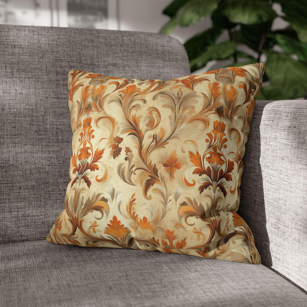 Autumn Damask Pillow Cover, Elegant Floral Design, Fall Home Decor