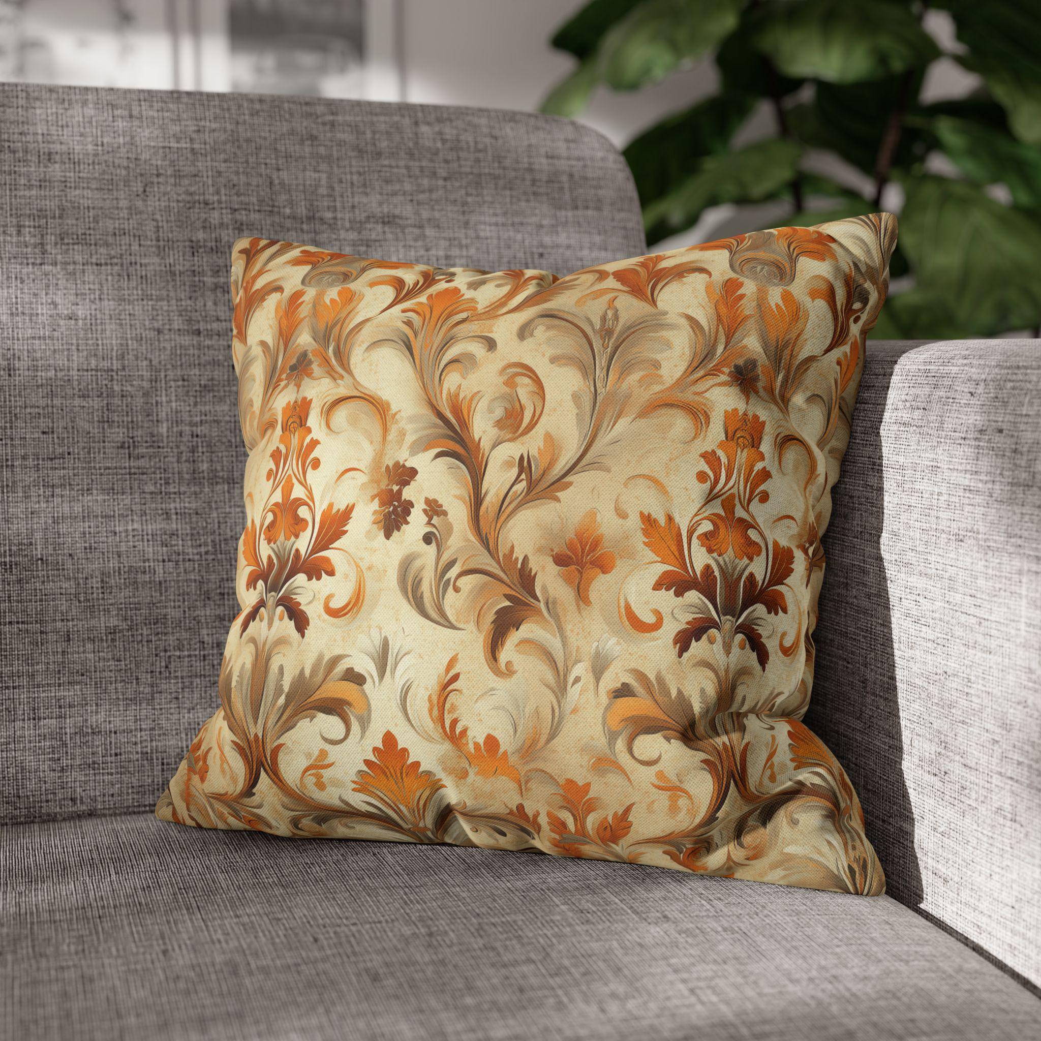 Autumn Damask Pillow Cover, Elegant Floral Design, Fall Home Decor