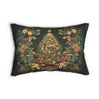 William Morris Inspired Christmas Tree Lumbar Pillow: Elegant Holiday Decor for Living Room