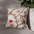 Chinoiserie Bird Pillow Cover: Vintage Style Floral Accent Cushion