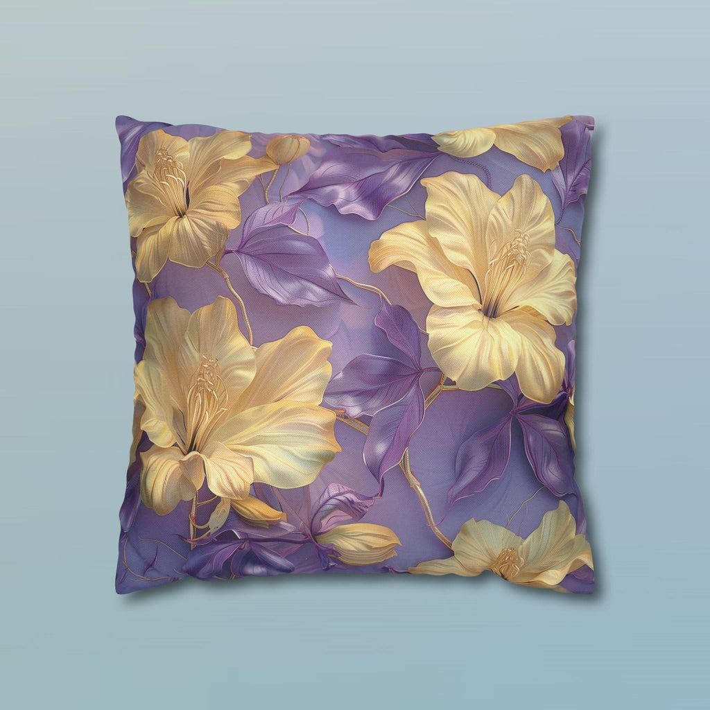 Tropical Hibiscus Floral Pillow Cover, Soft Purple Botanical Cushion