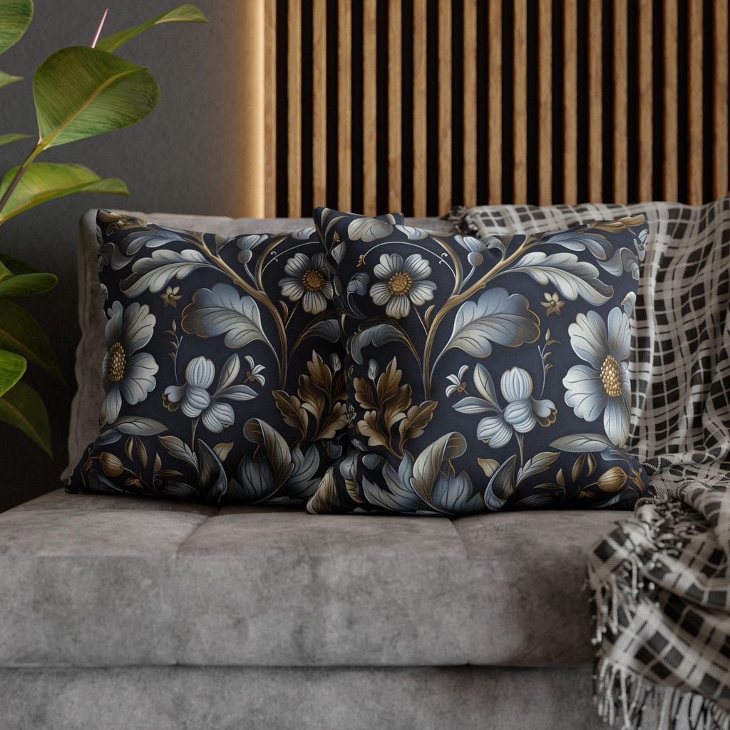 William Morris Pillow Cover: Navy Blue Floral Arts & Crafts Cushion