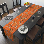 Chinoiserie Table Runner:  Burnt Orange with White Blossoms and Birds for Asian-Inspired Decor