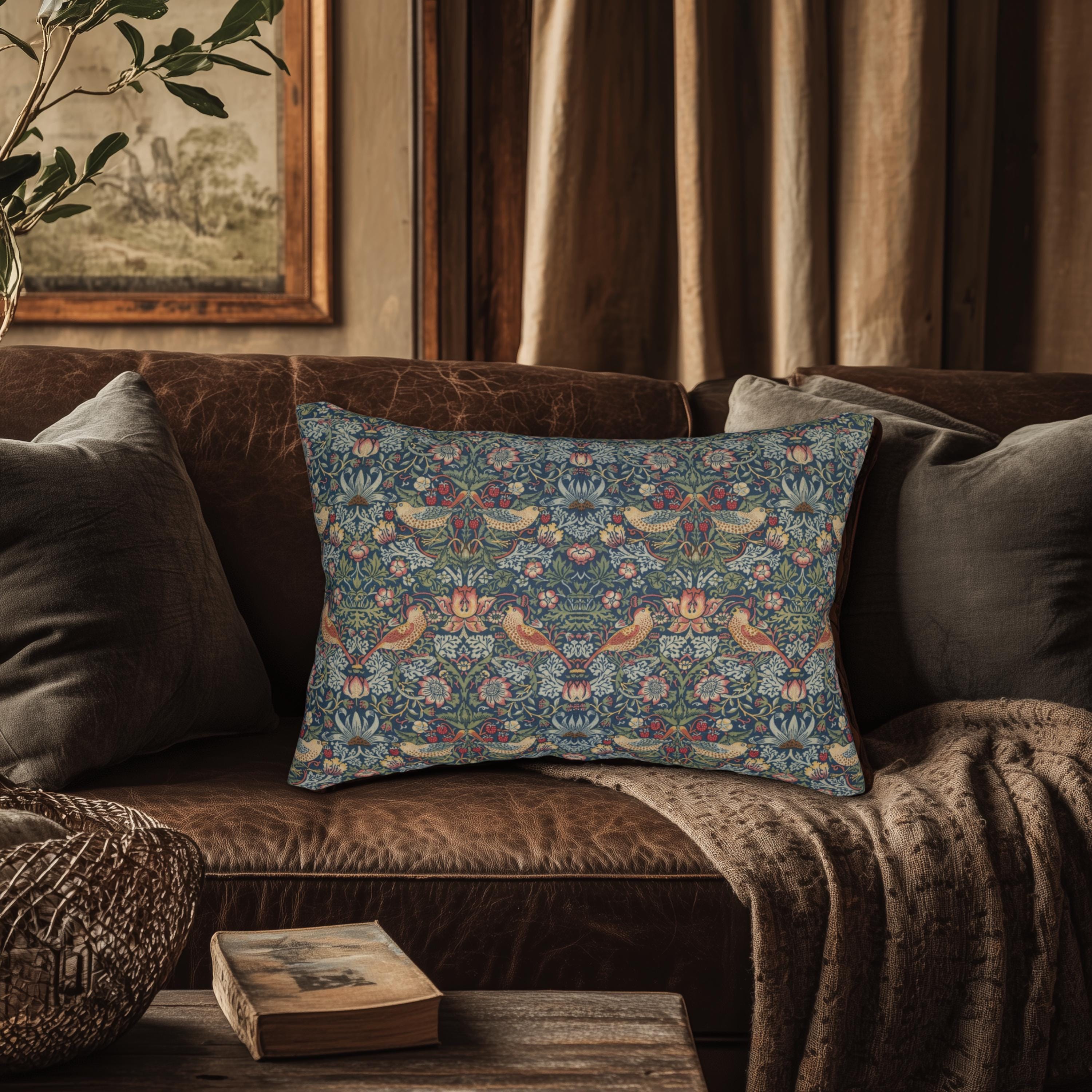 Strawberry Thief Heritage Lumbar Pillow: William Morris Classic Reimagined