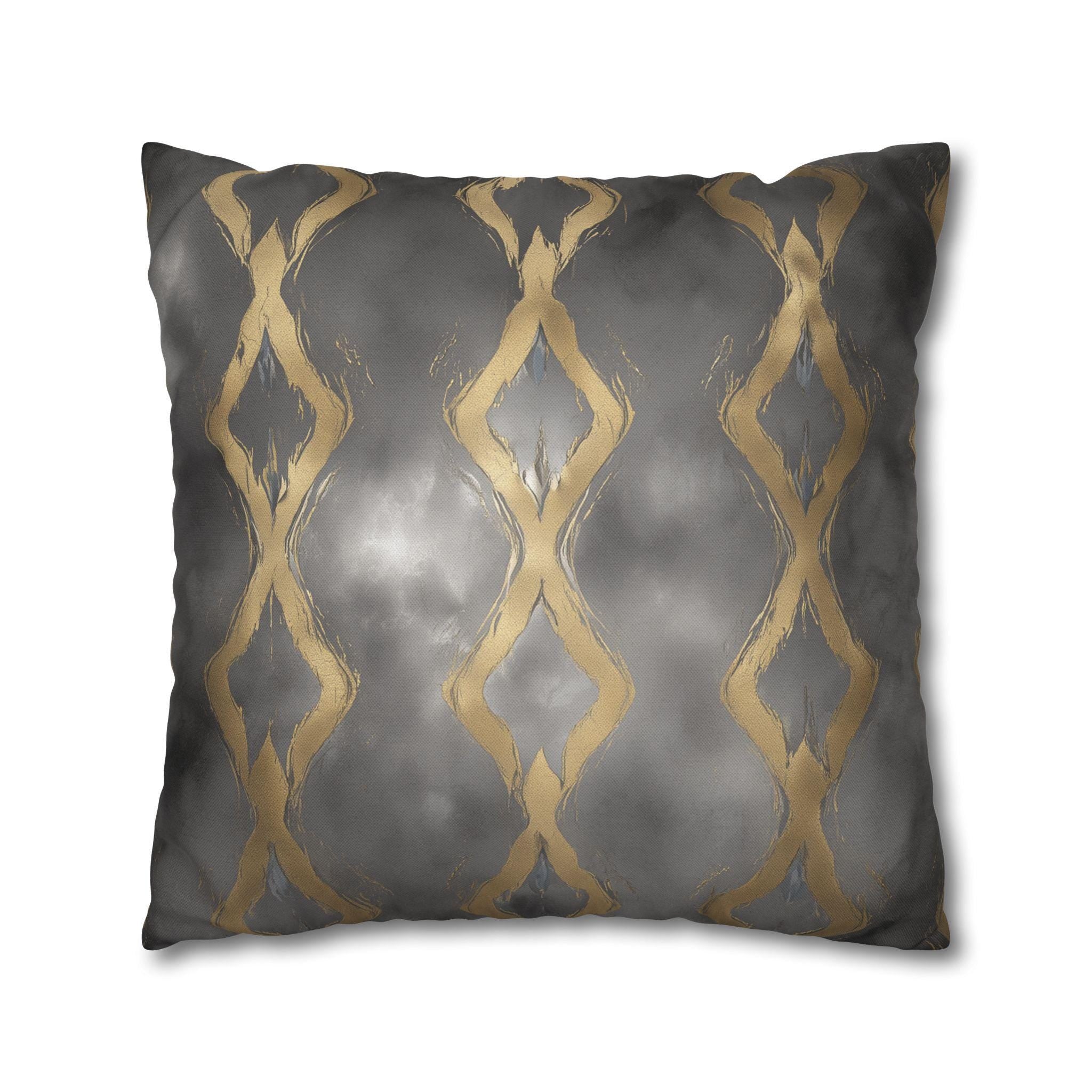 Gray & Gold Abstract Pillow Cover: Modern Glam Decor
