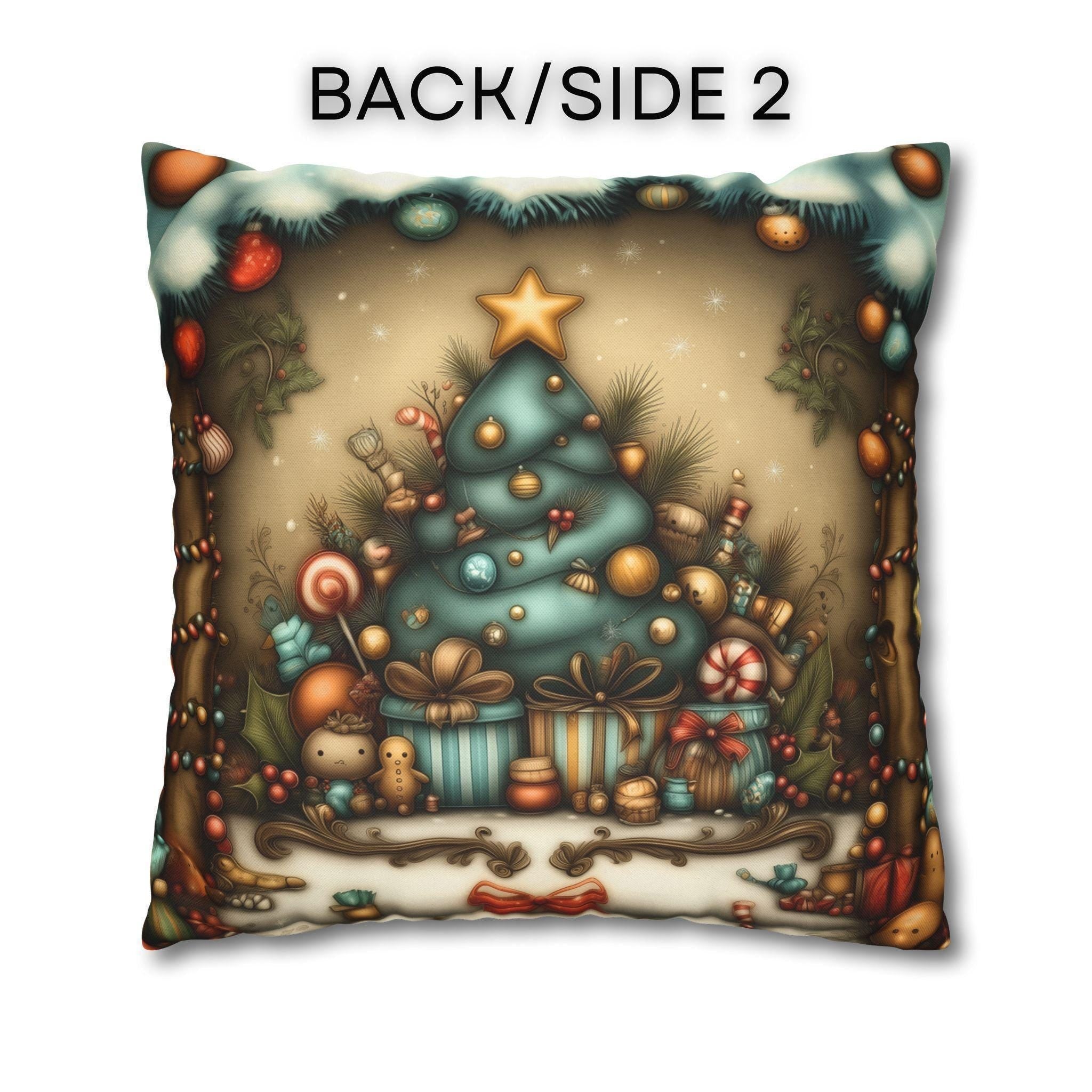 Nostalgic Christmas Pillow Cover: Vintage Style Tree & Presents Holiday Décor